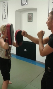 Elisabetta and Alessandro working on the big pads.